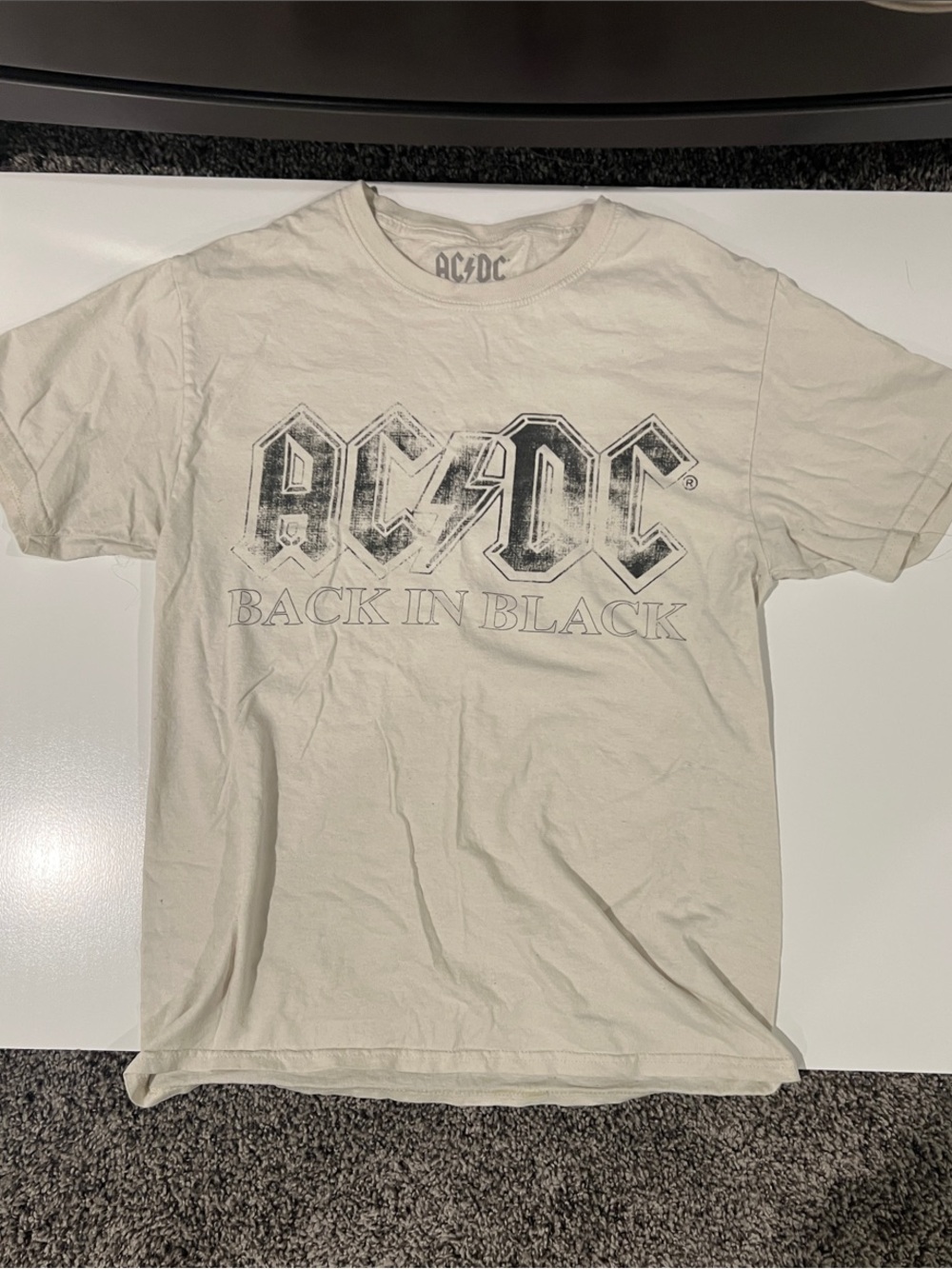 AC/DC Off-White 'Back In Black' Logo Short Sleeve Tee